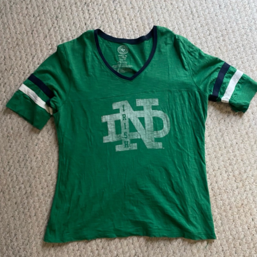 47 Green women’s Notre Dame Tee with White and Navy Accents